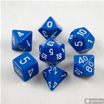 Set 7 Dadi Poliedrici - Opaque Blue w/white - Chessex CHX25406